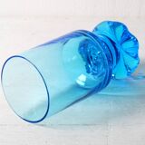 Set of 4 Unique Vintage Bright Blue Glasses / Solid Rare Tumblers / Italy /