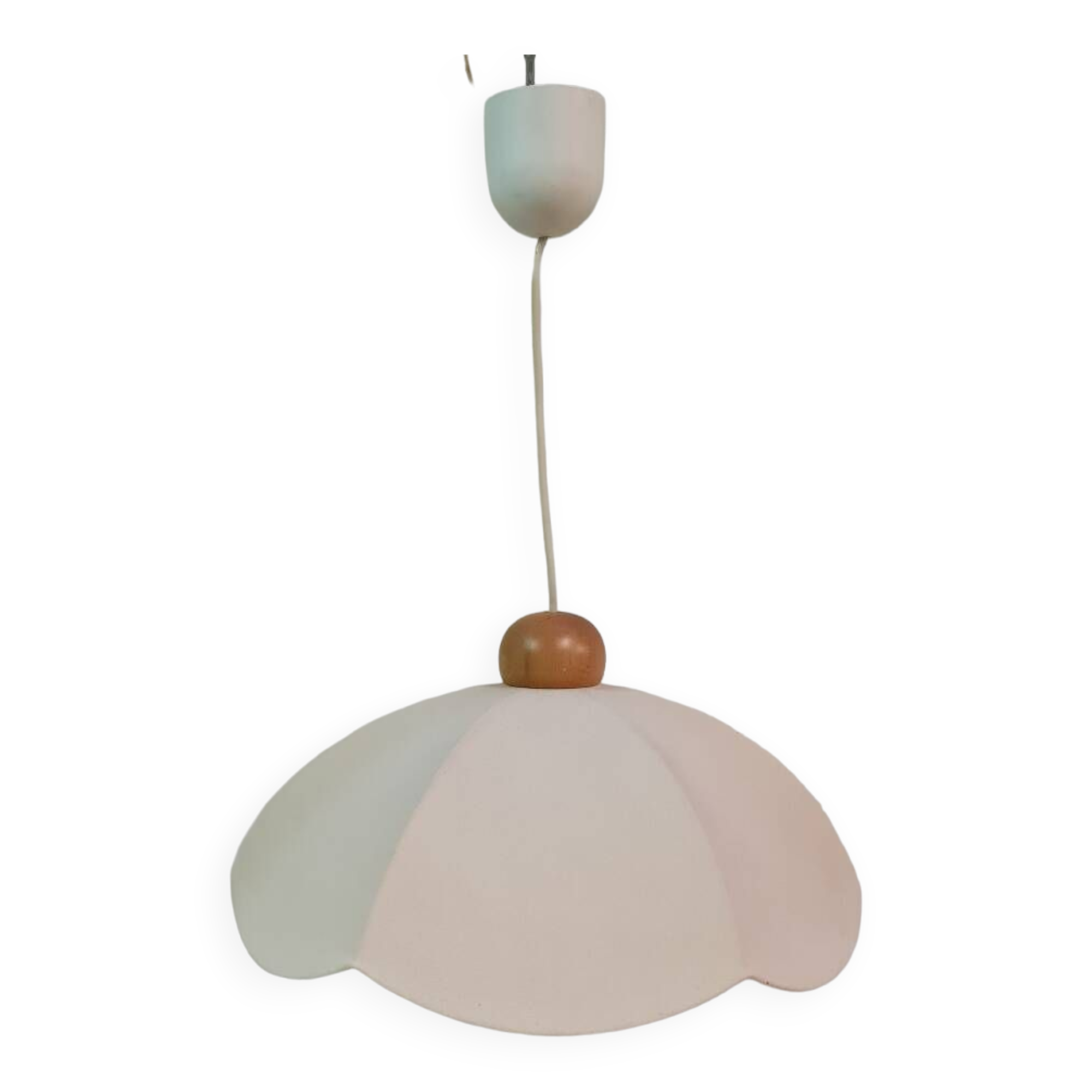 Cotton and wood pendant light