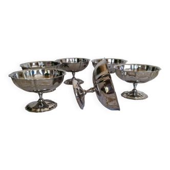 Ice cream or sorbet cups, vintage, in 18/10 stainless steel, ref 2