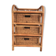 Rattan wicker storage cabinet with 3 vintage drawers