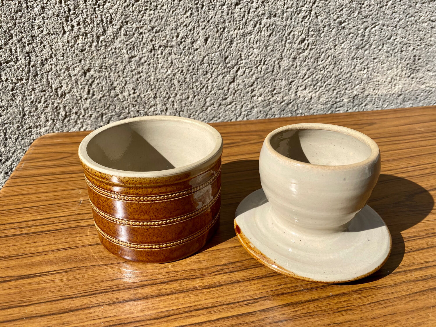 Water butter dish Stoneware Berry pottery vintage 60s