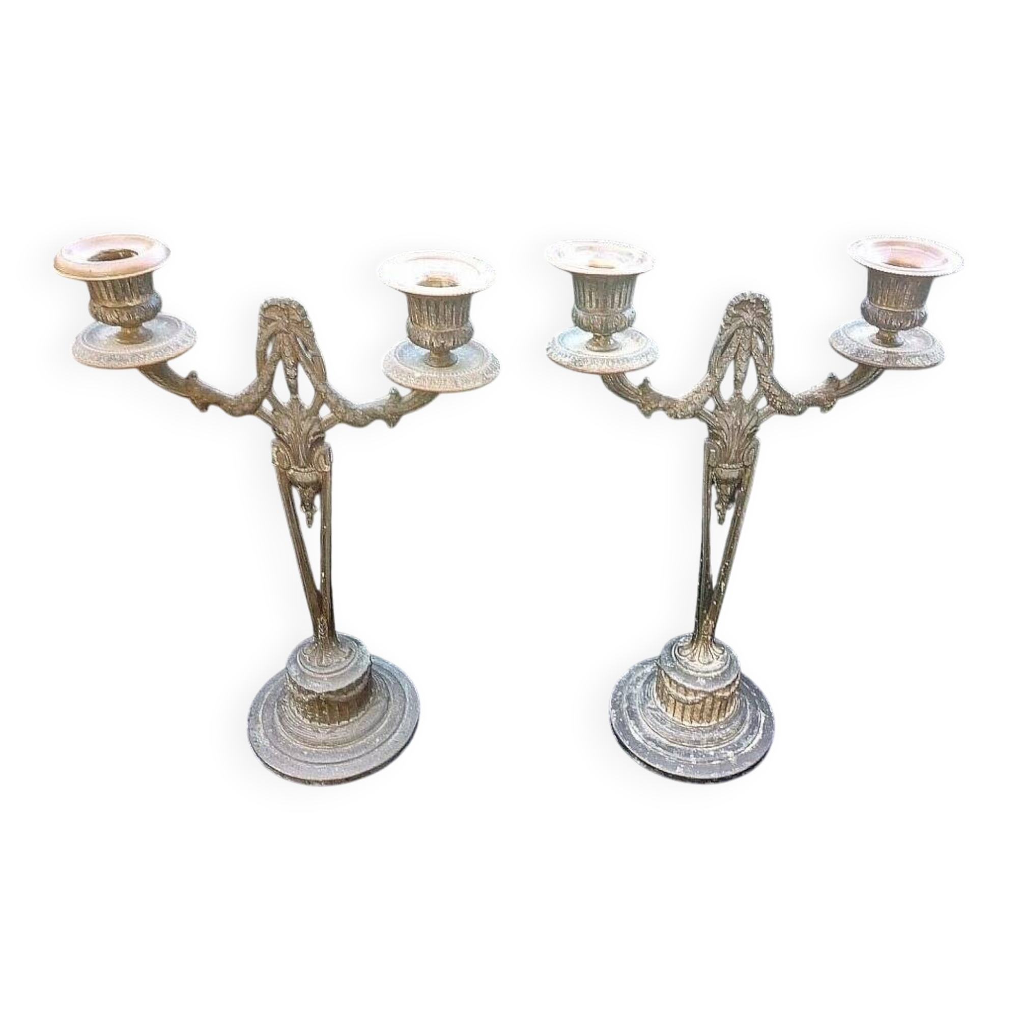 WMF Antique Art Nouveau Candlestick Pair Jugendstil  Germany