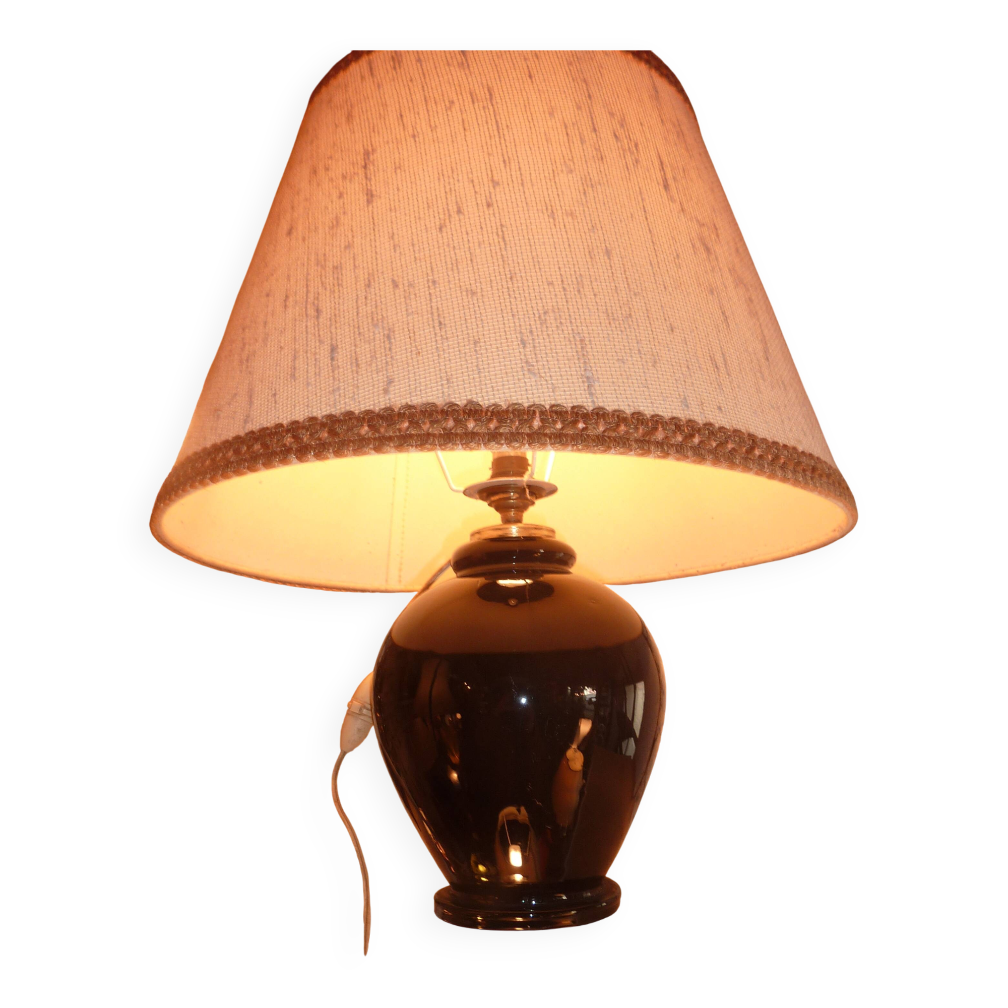 black opaline glass lamp (attributed to Jacques Adnet)