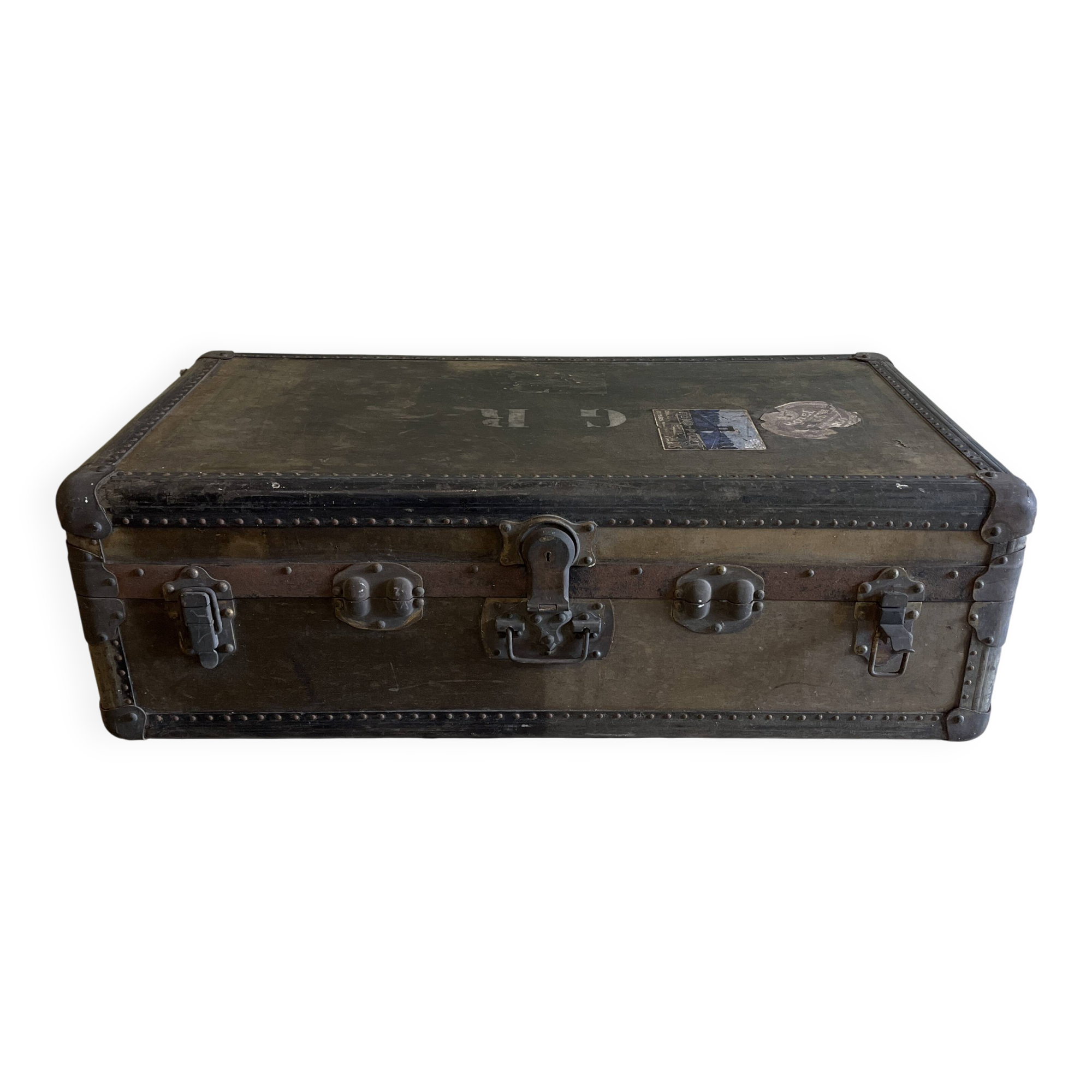Large travel trunk from the early 20th century.