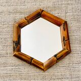 Miroir hexagonal vintage bambou