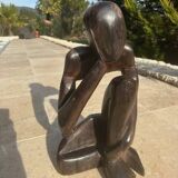 Wooden statue "the thinker"