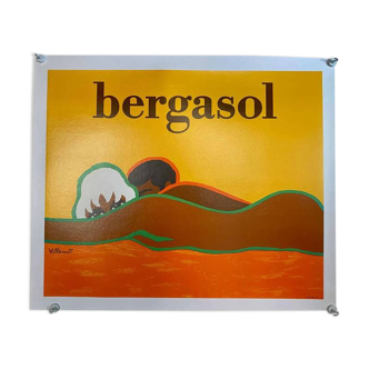 Affiche Originale Bergasol par Bernard Villemot - Signé par l'artiste - On linen
