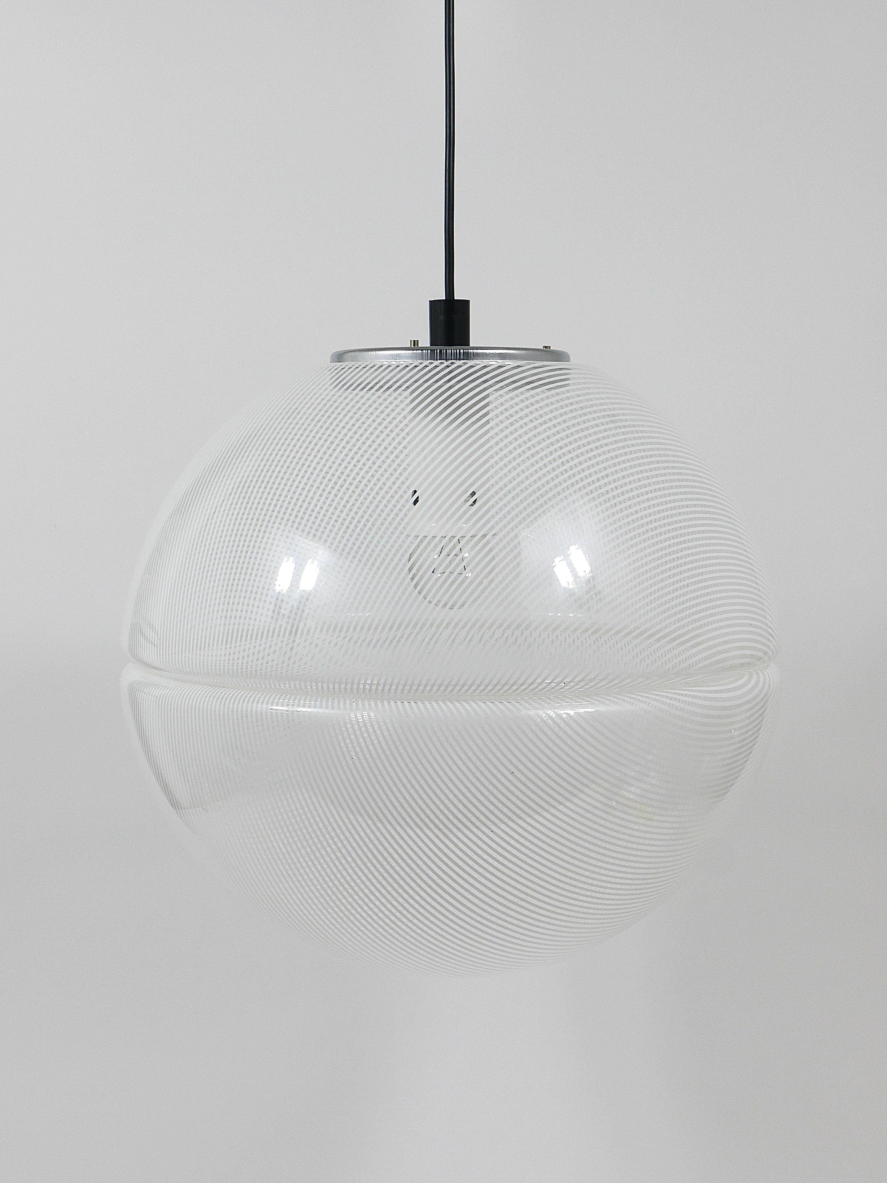 Harvey Guzzini Suspension Boule Op-Art Striped Postmodern by Meblo, 1970s