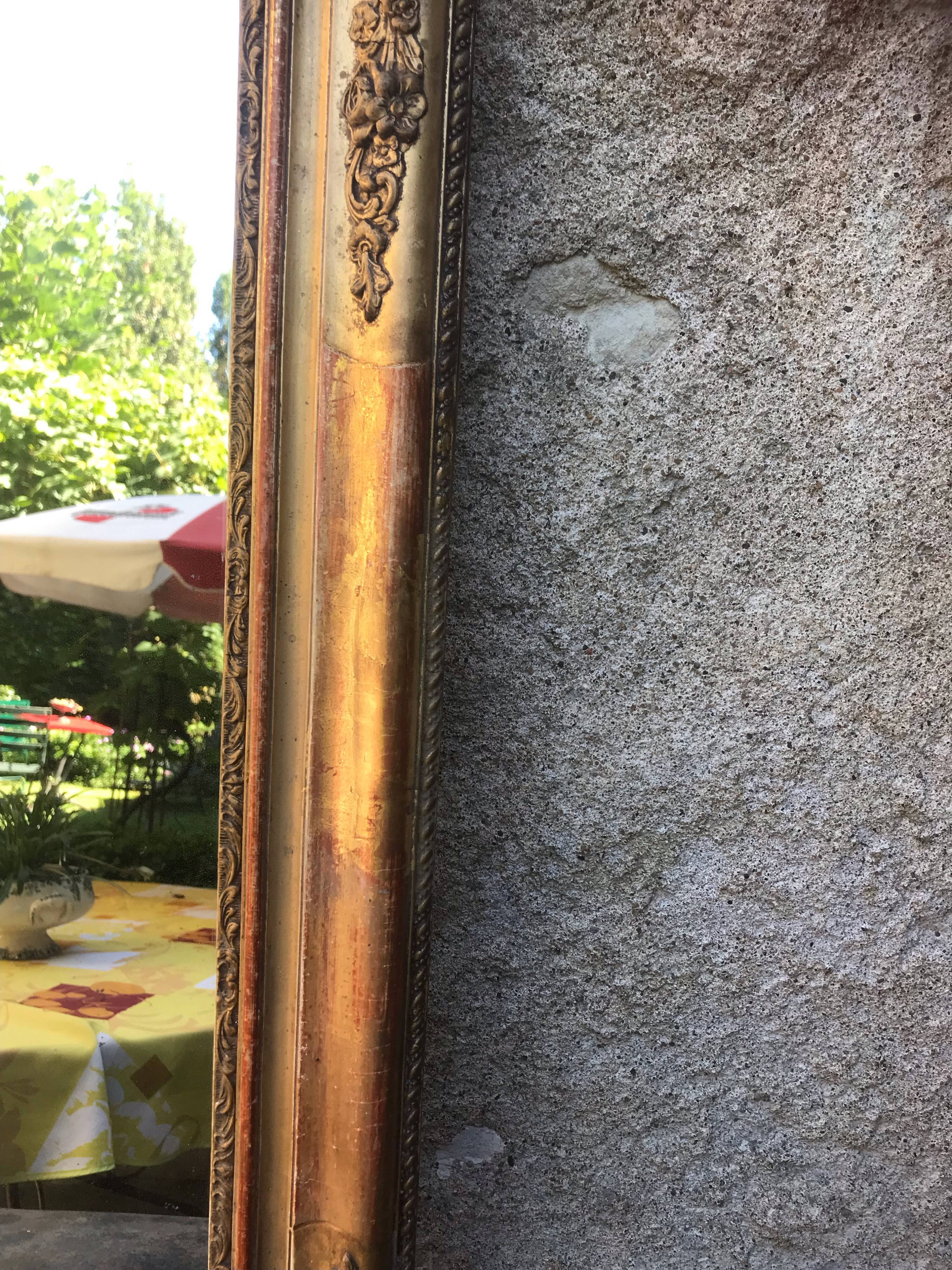 Golden mirror with gold leaf 79 x 53 cm