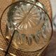 Glass ice bucket in vintage gold metal frame