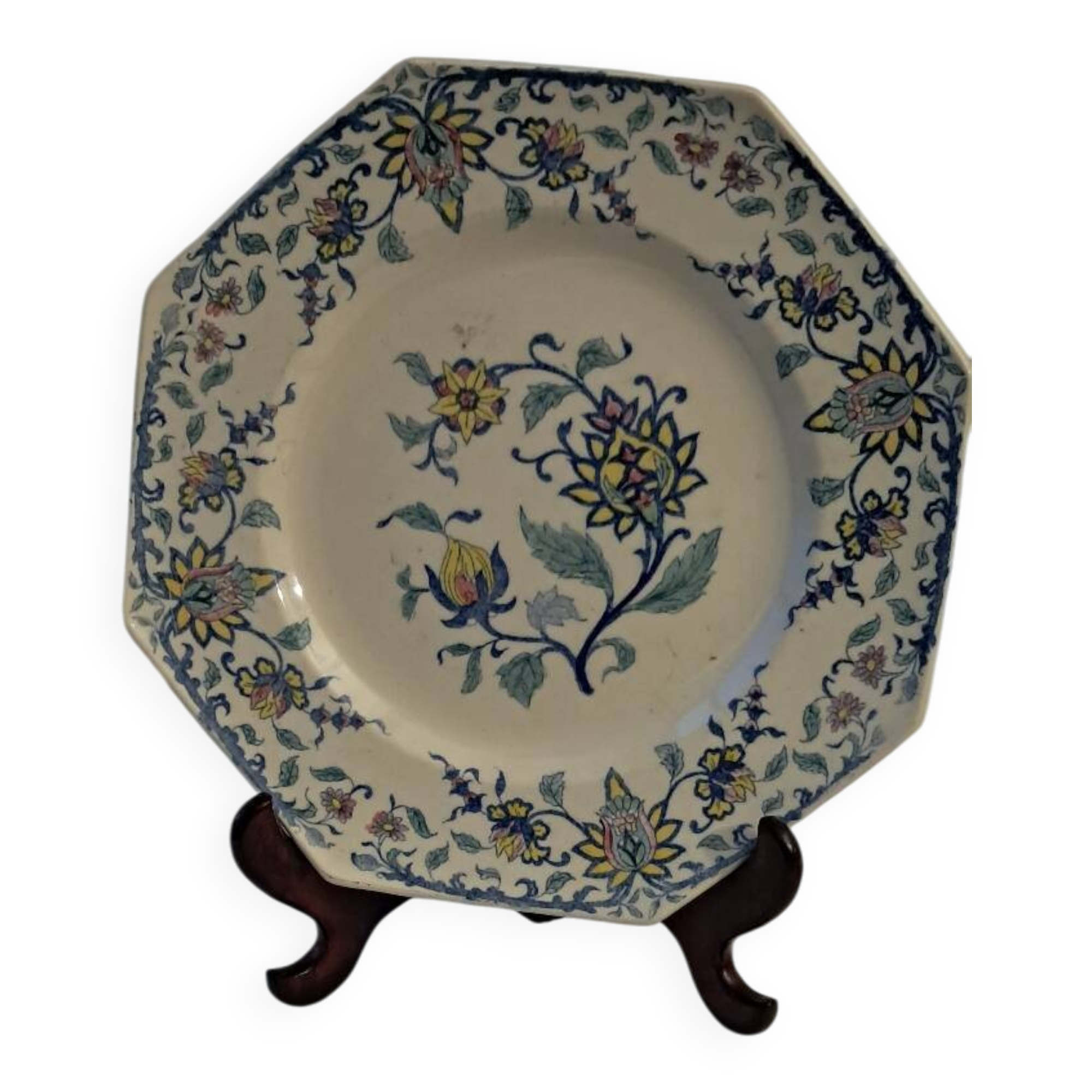Longchamp octagonal plate, Bagdad model. Late 19th, early 20th century.