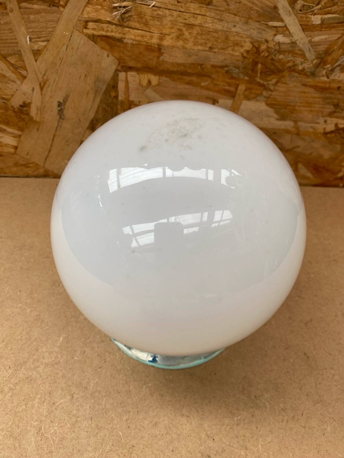 Old Ceiling Light Sconce Opaline Ball + Vintage Aluminum Support