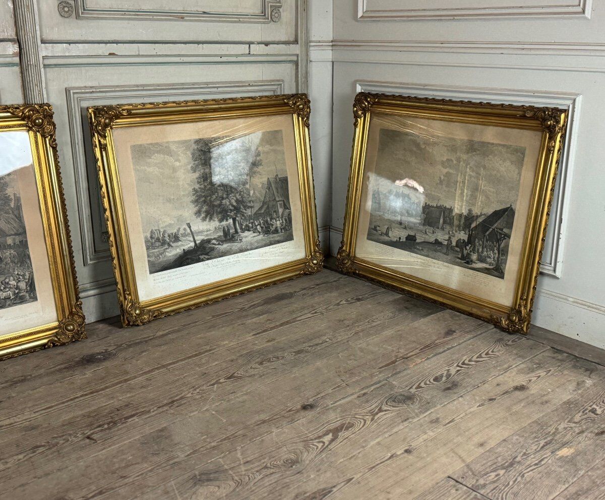 Set of 4 engravings, 19th-century reprint, very fine Napoleon III frames