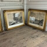 Set of 4 engravings, 19th-century reprint, very fine Napoleon III frames