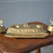 Encrier bronze Carpe diem, encrier rocaille, déco bureau, collection, inkwell