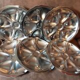 Set of 6 metal oyster plates