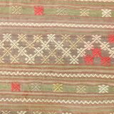 6x8 Light Green Brown Turkish Kilim Rug, 173x260Cm