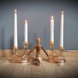 DuO pink glass candle holders