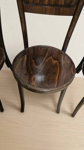 Set of 4 ton wooden dining chairs, 20th century, czechoslovak, 90 × 46 cm