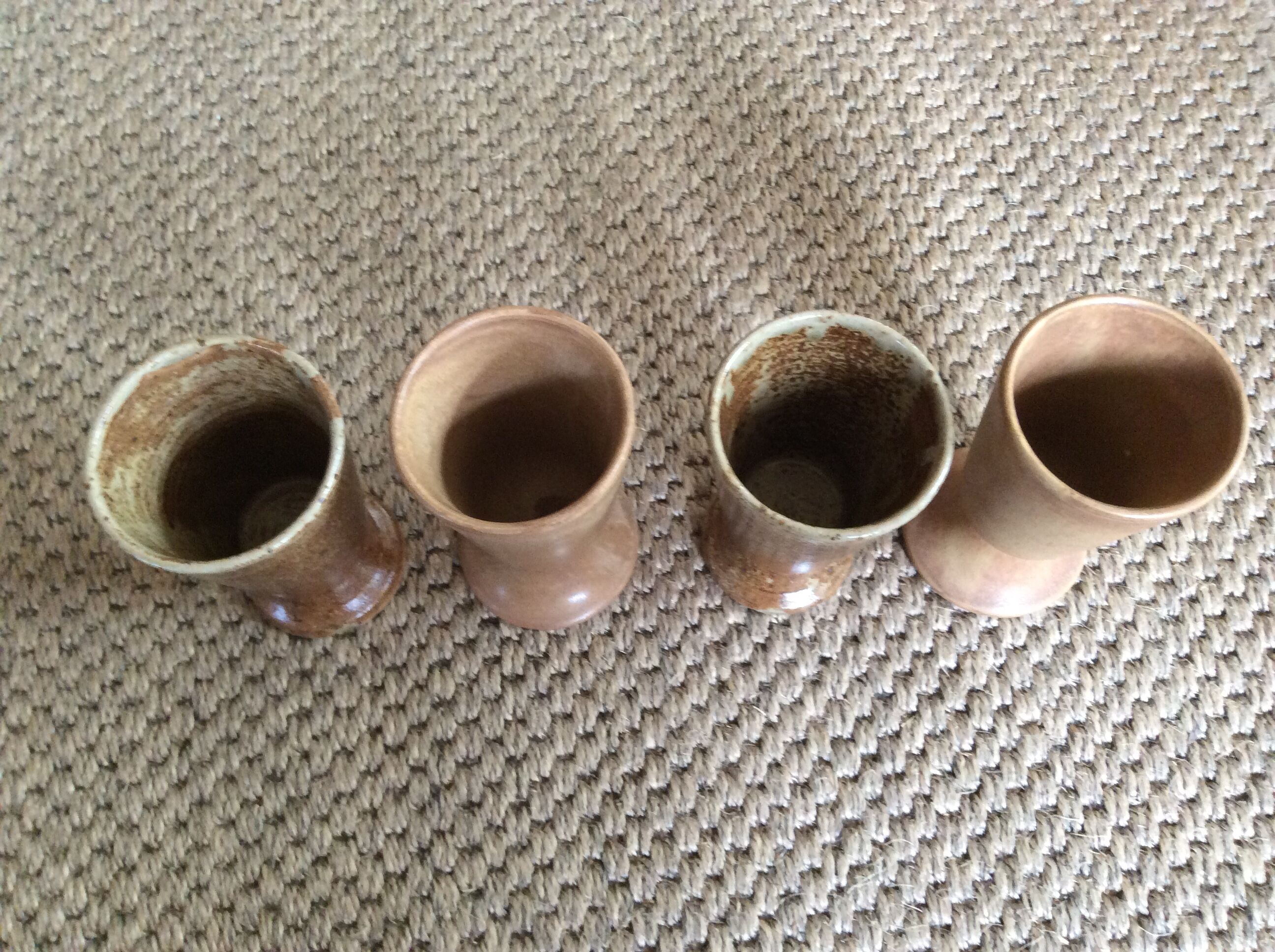 Series of 4 sandstone cups