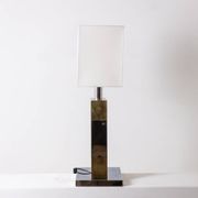 Pied de lampe géométrique en métal argenté et doré par Sandro Petti, années 1970