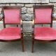 Pair of Empire armchairs, Consulate, walnut and velvet, 19th century.