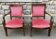 Pair of Empire armchairs, Consulate, walnut and velvet, 19th century.