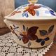 Large vintage soup tureen Digoin Sarreguemines – Brown and blue floral decoration