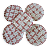 5 assiettes plates anciennes à carreaux