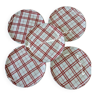 5 old checkered flat plates