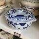 Large soup tureen Creil & Montereau in blue ironstone, "Japan" service.