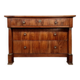 Empire period chest of drawers in walnut and gilded bronze circa 1810-1820