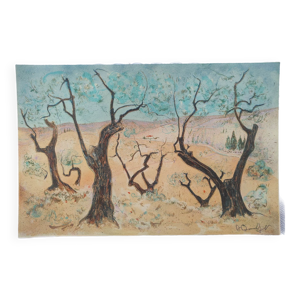 Les arbres nus lithographie originale