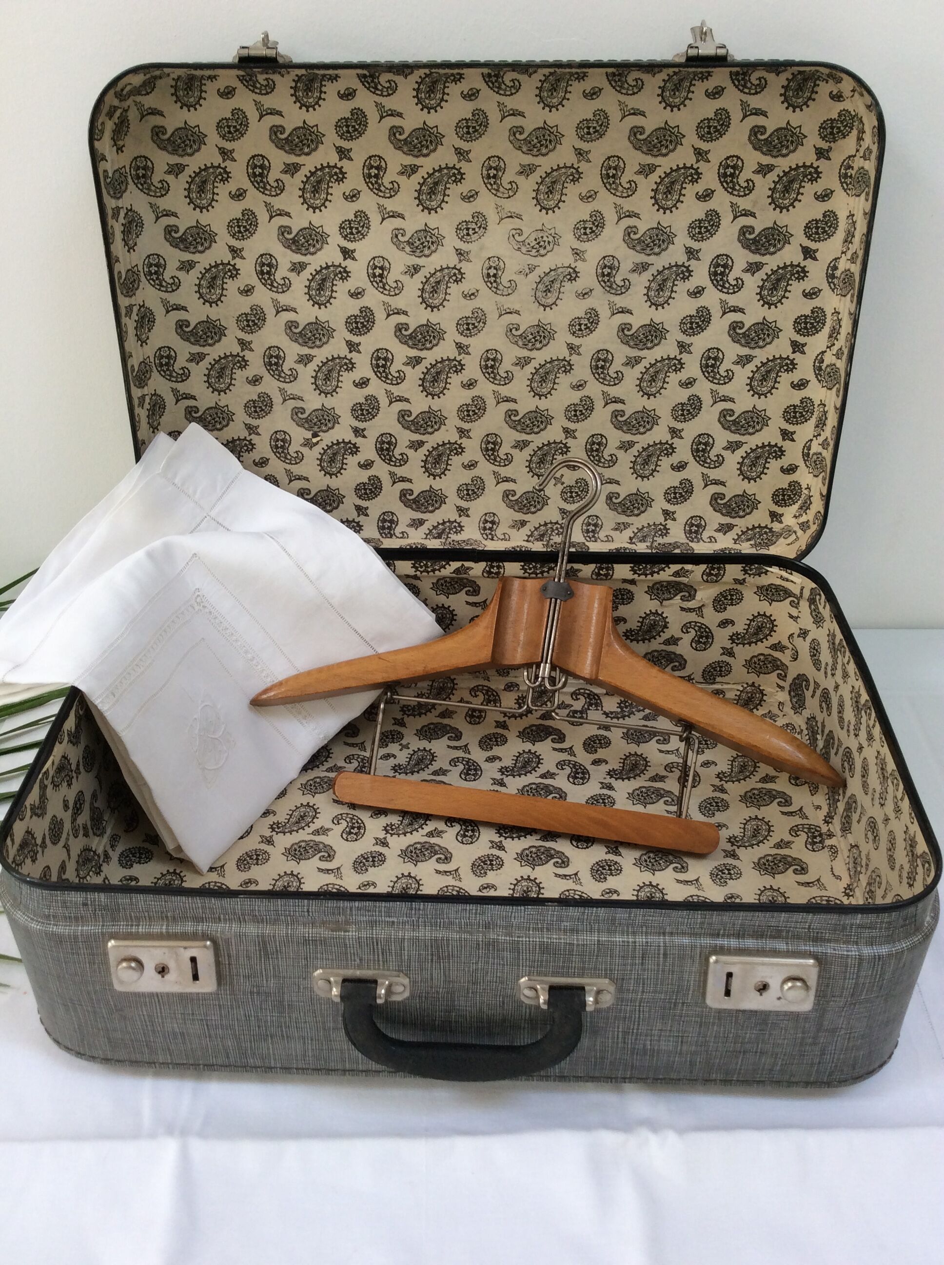 Old gray cardboard suitcase