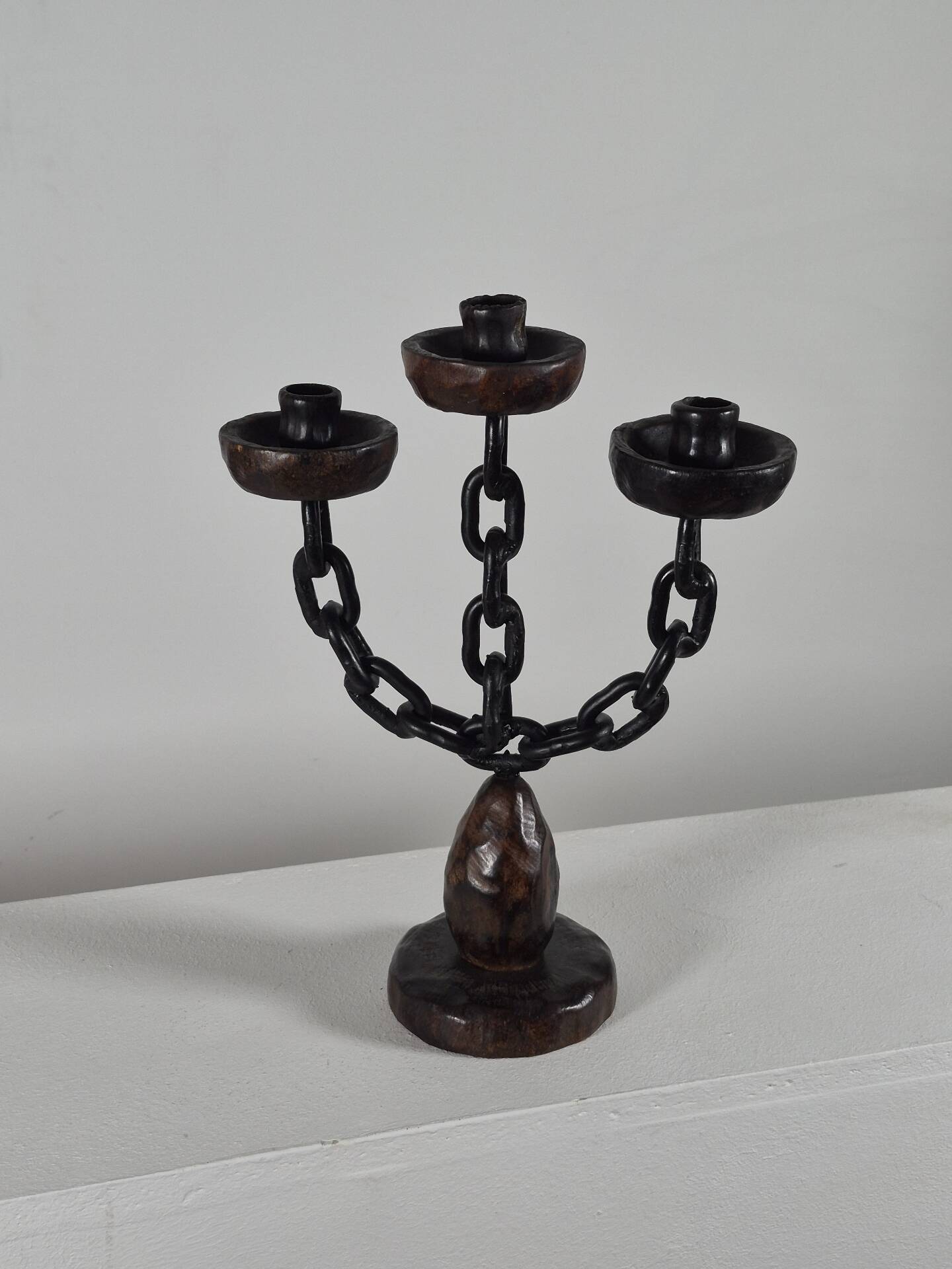 Vintage brutalist chain decor candleholder spain