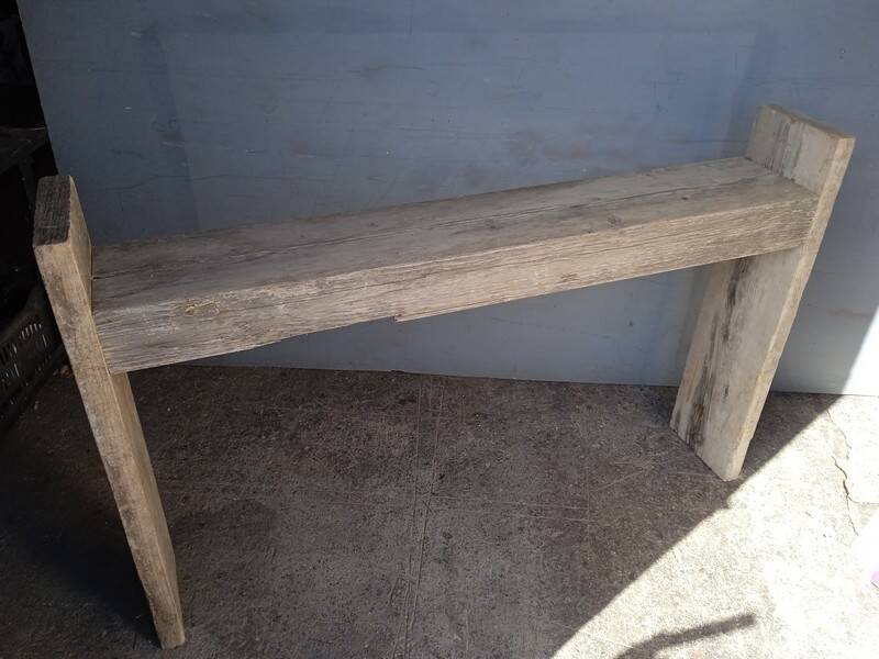 Brutalist console 148 cm old solid wood