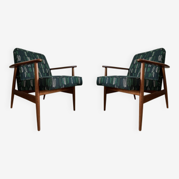 Ensemble de fauteuils vintage par Juliszu Kędziorek en jacquard vert, 1960