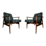 Ensemble de fauteuils vintage par Juliszu Kędziorek en jacquard vert, 1960