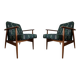 Set of Midcentury Armchairs, by Juliszu Kędziorek in Green Jacquard, 1960s