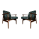 Set of Midcentury Armchairs, by Juliszu Kędziorek in Green Jacquard, 1960s