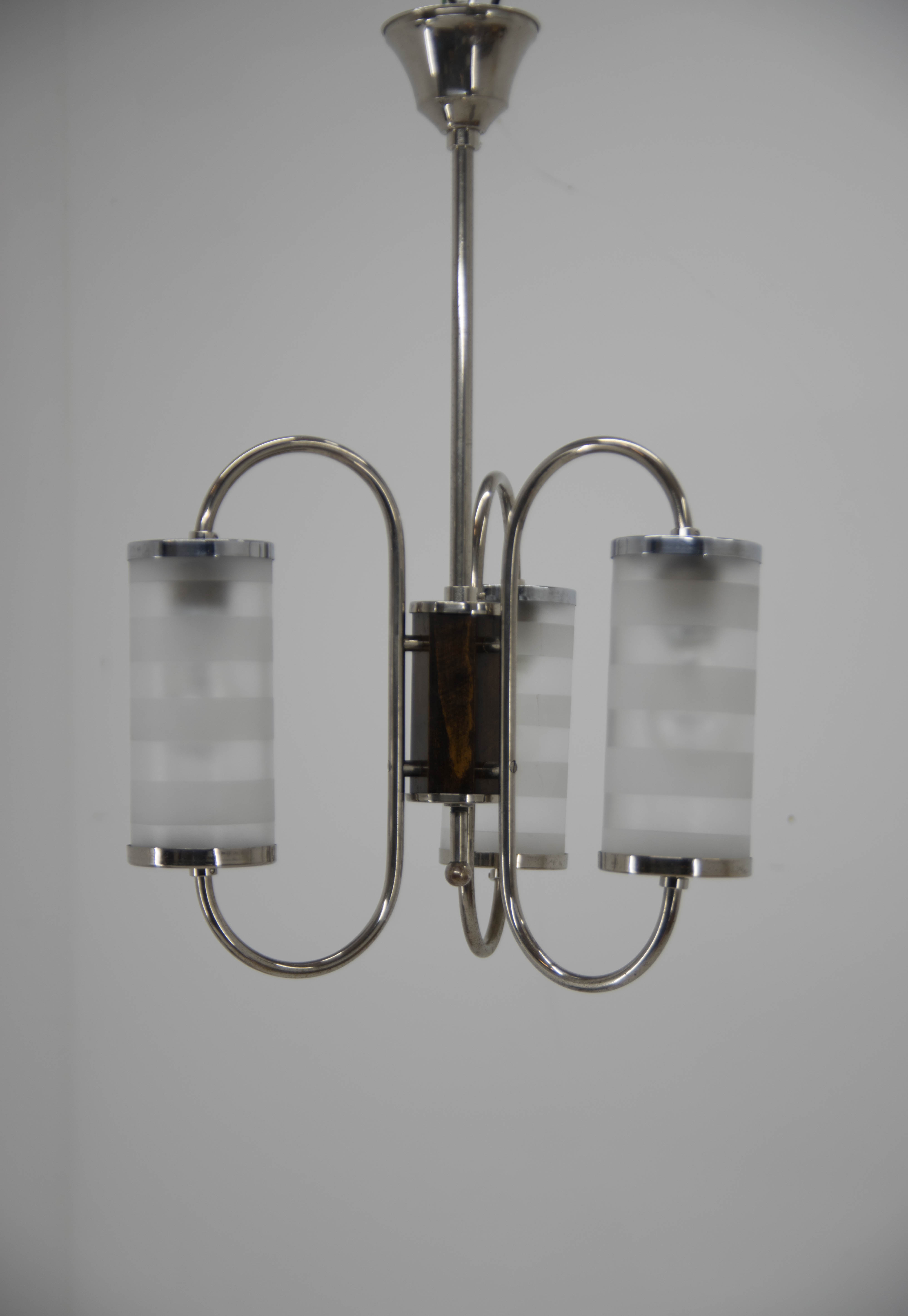 Art deco chandelier, czechoslovakia, 1930s