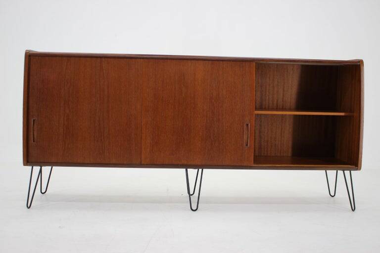 1960s Upcycled Danish Mid-Century Modern Teak Sideboard on Hairpin Legs