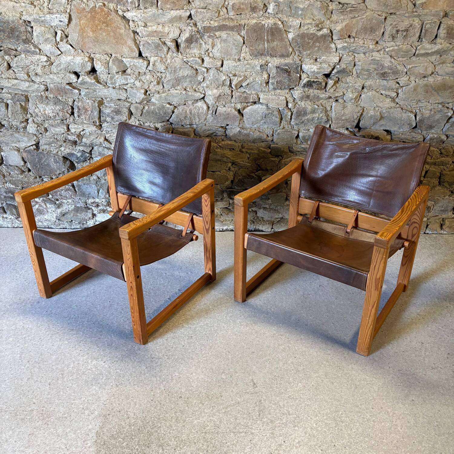 2 leather chairs Diana by Karin Mobring for IKEA, 1970