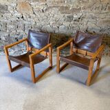 2 leather chairs Diana by Karin Mobring for IKEA, 1970