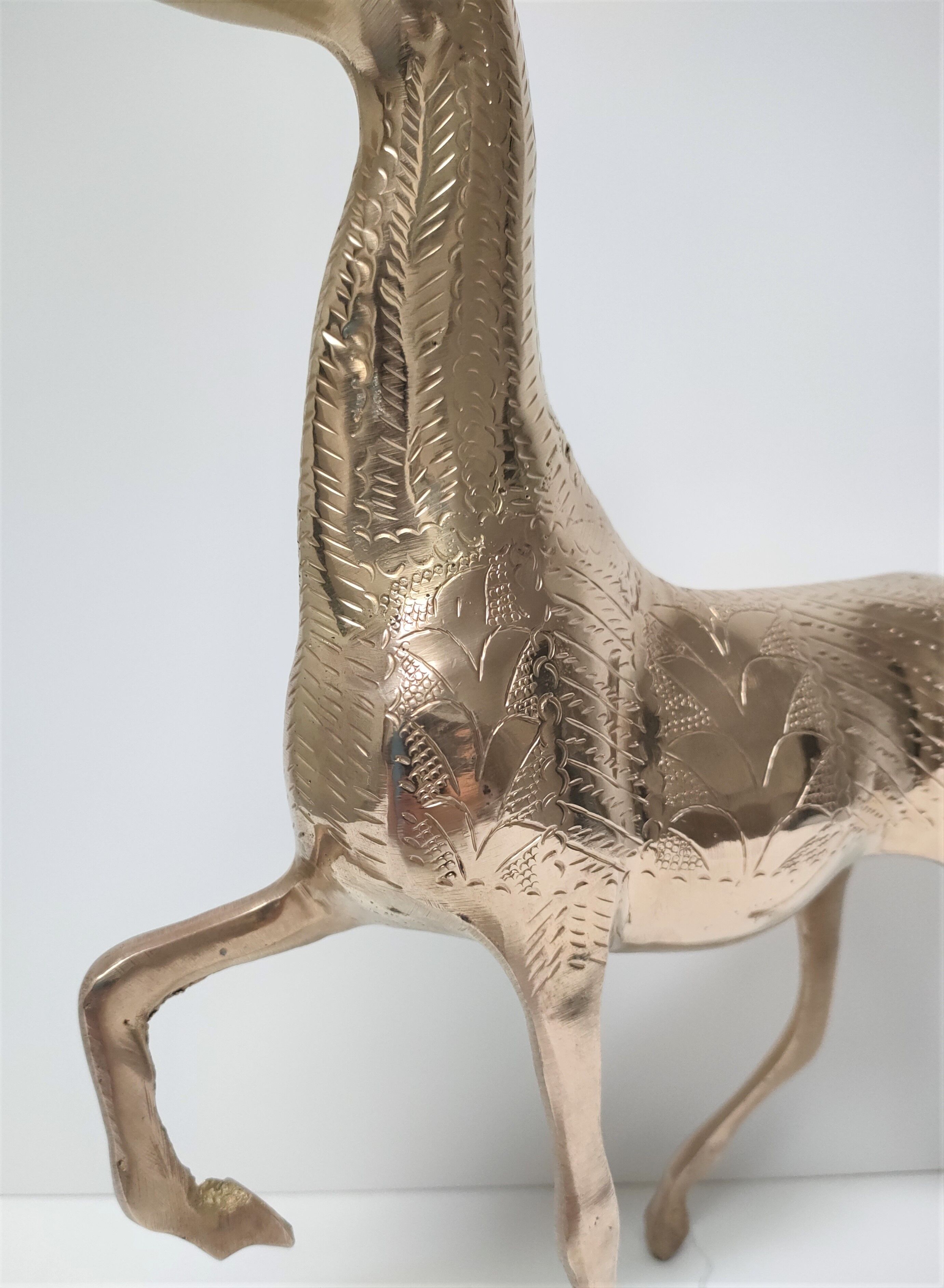 Cerf laiton massif stylisé vintage hauteur 38 cm