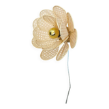 Flower wall light made of rattan petals and nude embroidery