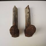 Old Cast Iron Andirons: Bust of a Garconne