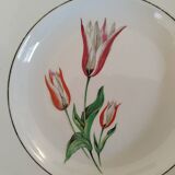Old earthenware hollow plates Moulin des loups Orchies vintage tulip model