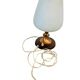 Lampe de table vintage en verre avec base en bois