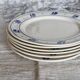 6 antique earthenware dinner plates - Blue tulip decor